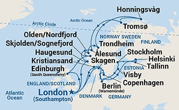 28-Day Land of the Midnight Sun Medley Itinerary Map